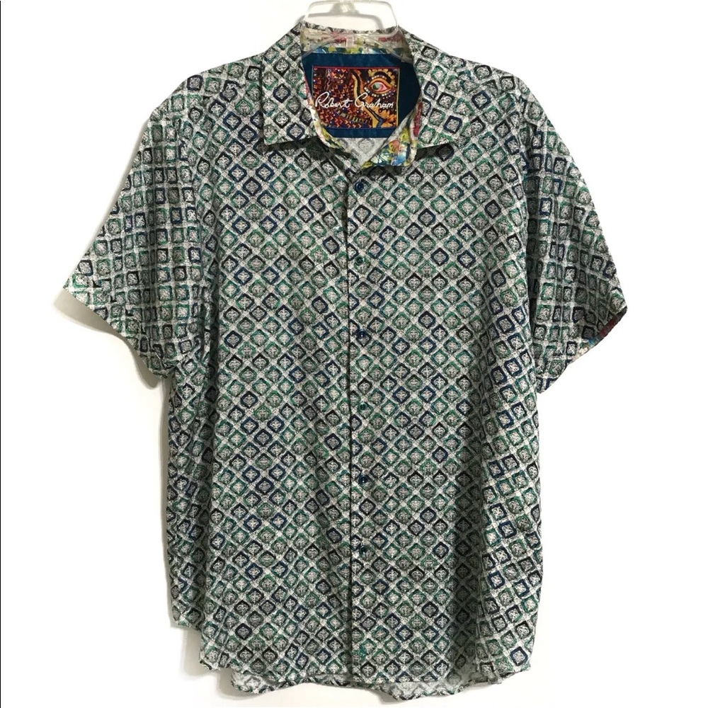 Robert Graham XL Green Cholas Silk Blend Shirt